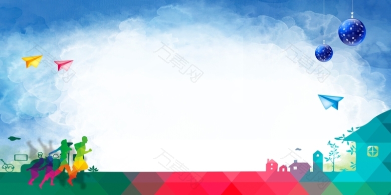 彩色渐变大气剪影几何质感踏青背景素材