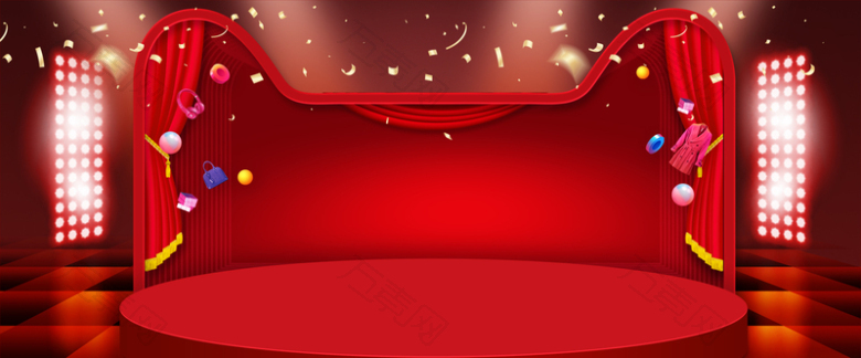 天猫双12促销季舞台红色banner