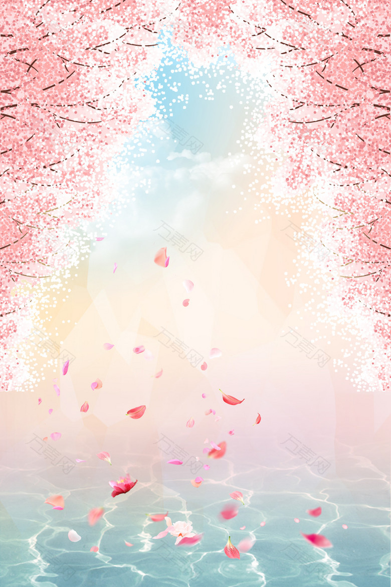 粉色浪漫樱花花瓣背景