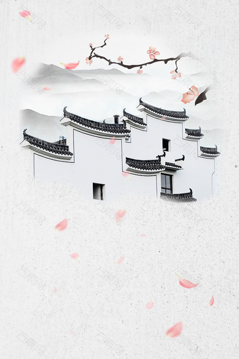 徽派建筑海报背景