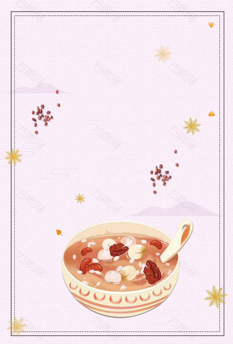 腊八节白色手绘插画简约商业配图背景