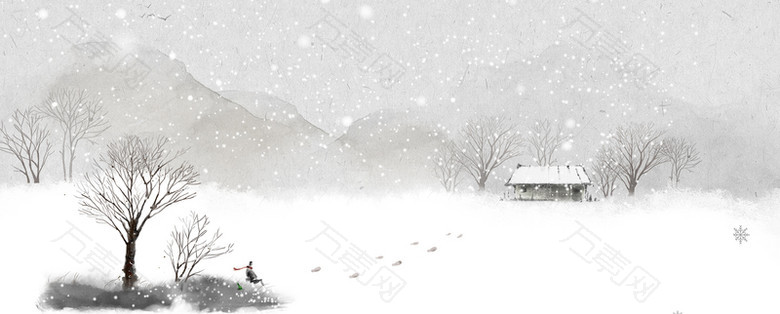大寒冬季雪花灰色背景