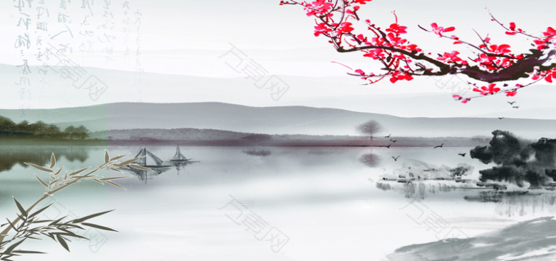 中国风水墨梅花背景