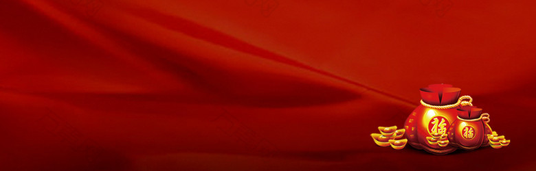 中国风红色丝绸福袋banner