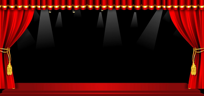 矢量红色幕布舞台展板背景