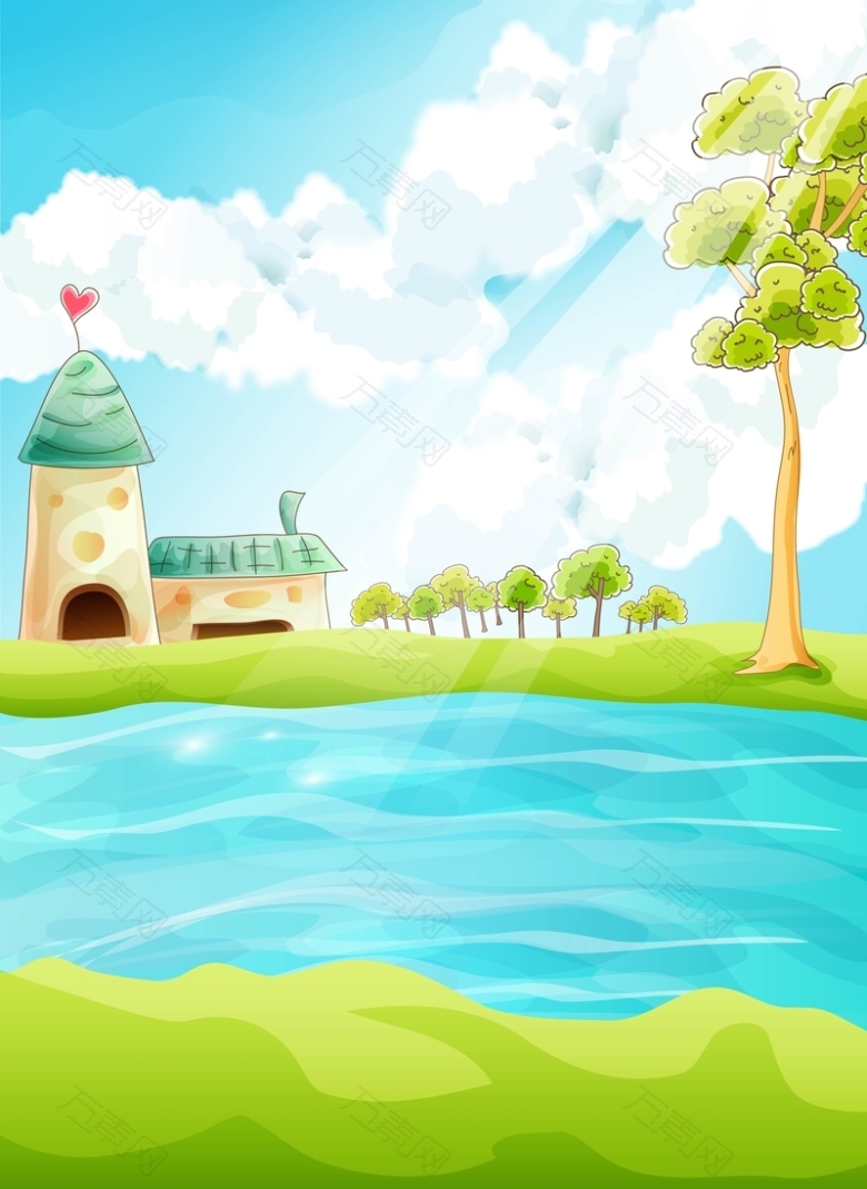 矢量水彩手绘卡通儿童插画背景