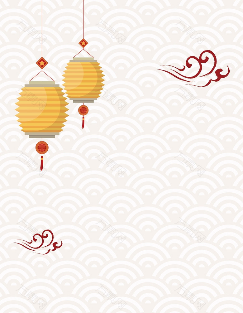 矢量手绘灯笼中国风底纹背景素材