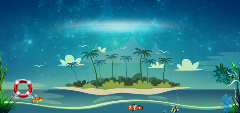 夏季折扣浪漫蓝色海报背景