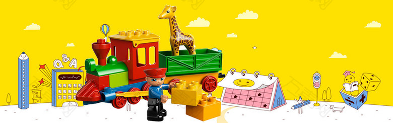 卡通玩具小清新文艺黄色banner