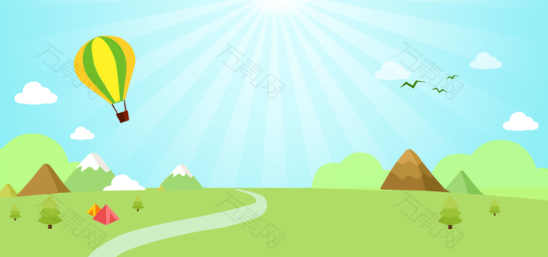 清新卡通春游记banner