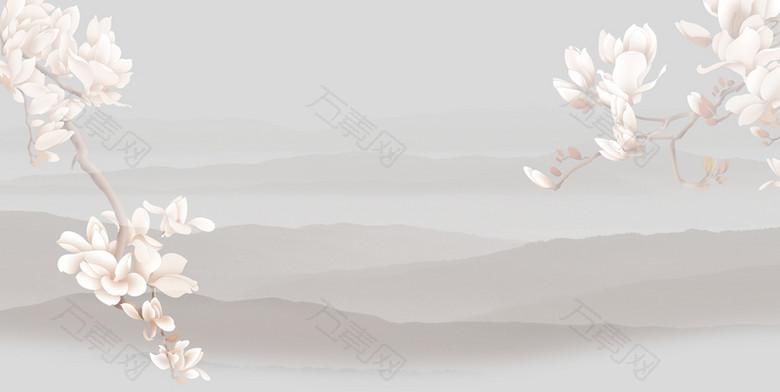 简约杏花古典海报背景模板