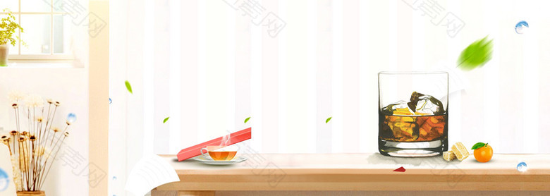 夏季小清新凉茶文艺温馨背景