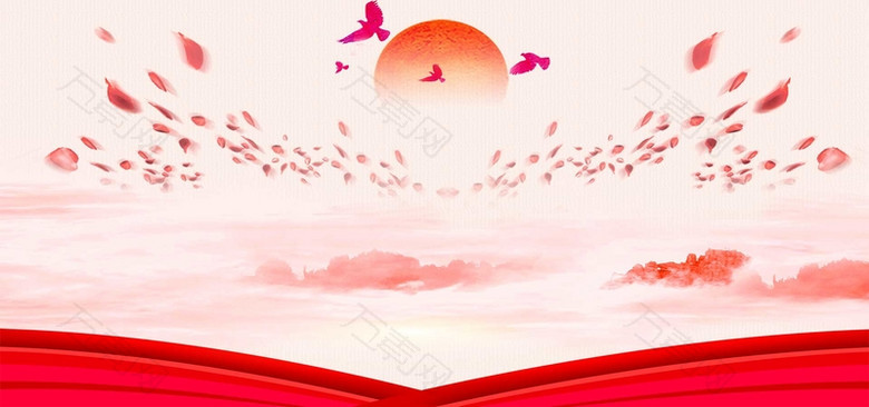 简约红色旭日背景