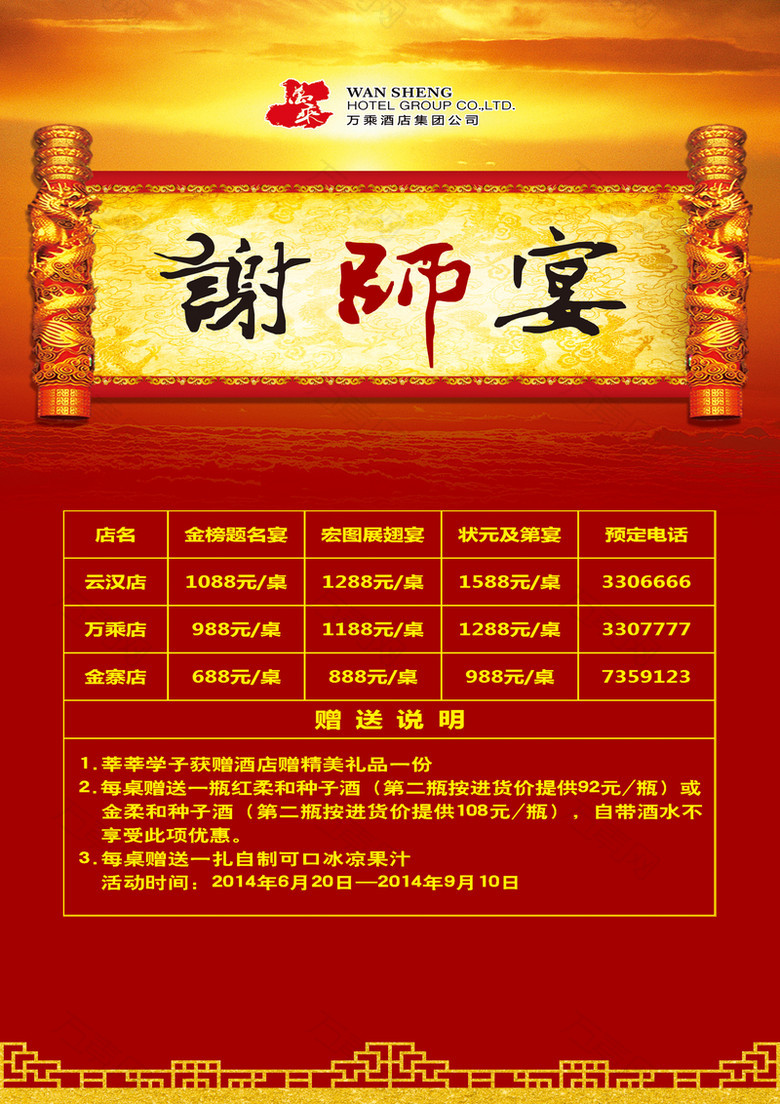 感恩谢师宴背景模板大全