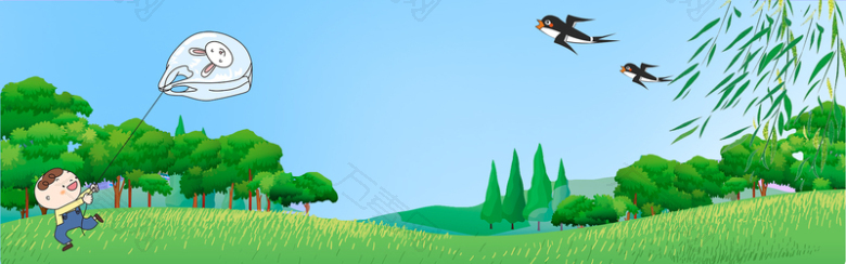 清明节绿色卡通banner