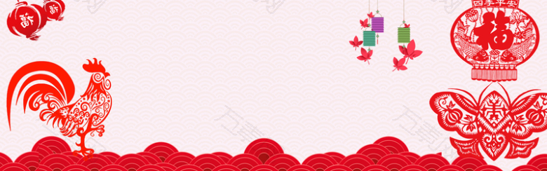 新春中国风剪纸电商海报背景