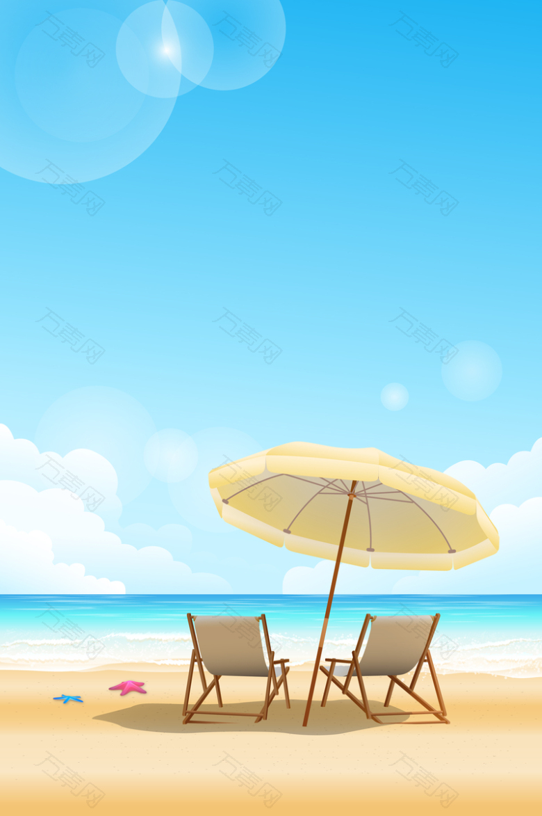 沙滩促销大海蓝色海报背景素材