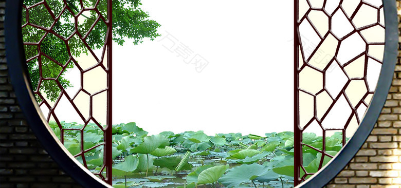 夏日荷花清新banner背景