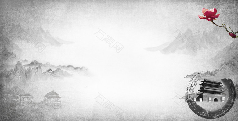 大气简单中国风质感墨点背景