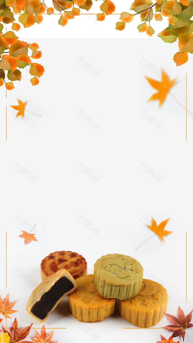 八月十五中秋节月饼H5海报背景psd下载