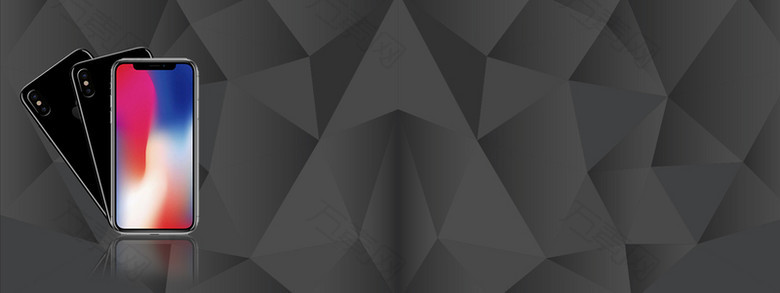 iPhoneX手机几何黑色banner