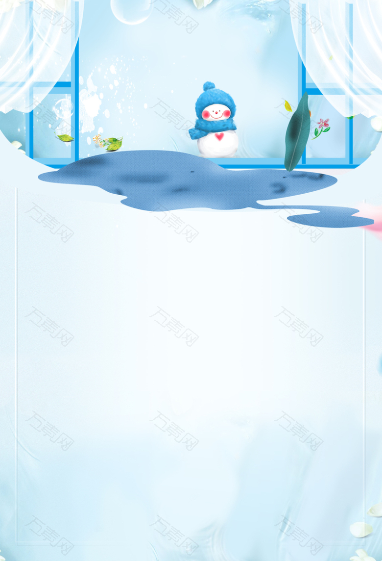 卡通雪人简约手绘蓝色banner