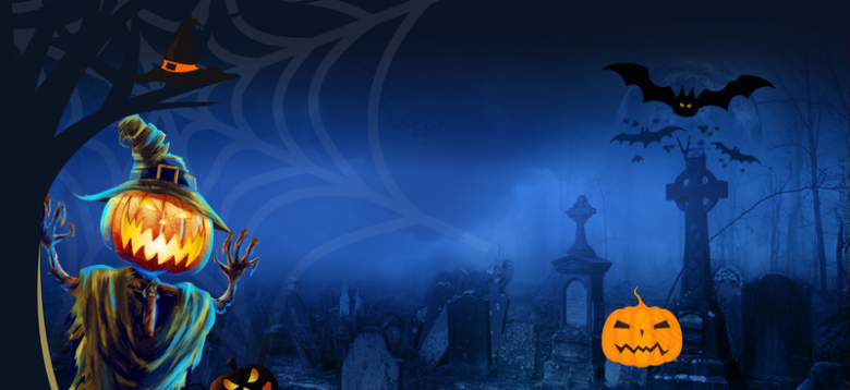 万圣节另类恐怖蓝色banner