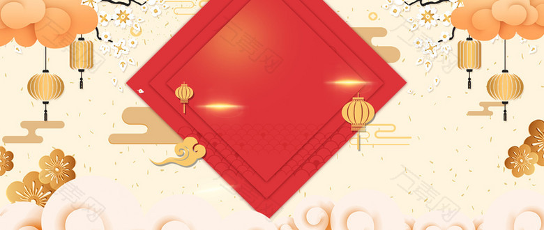 新年快乐灯笼几何金色背景