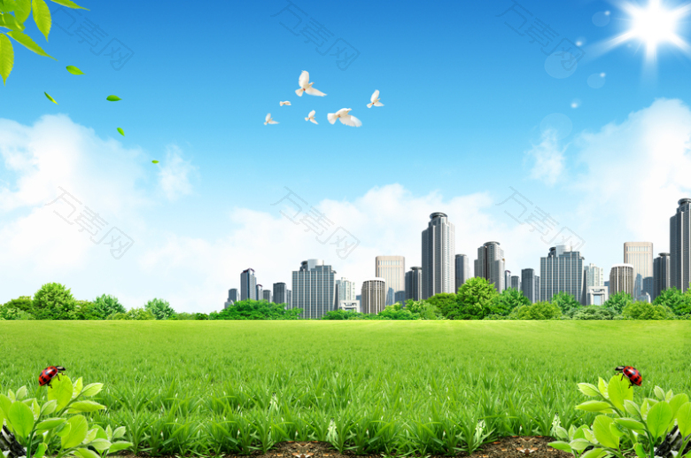 大自然绿色生态城市背景