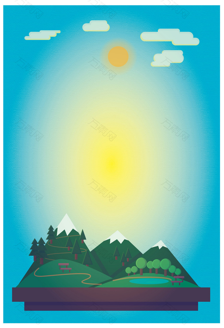 扁平化绿色森林树木海报背景素材