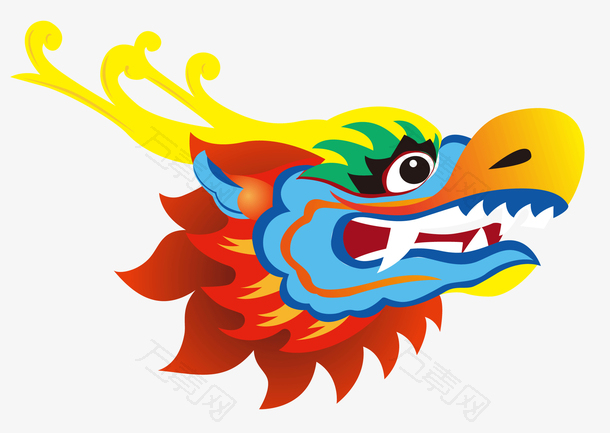 龙头睁眼凶猛彩色新年元宵庆典免