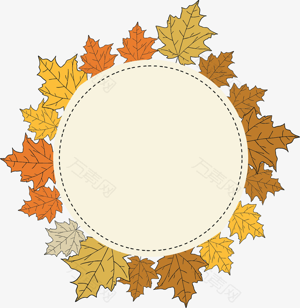 卡通金秋树叶边框
