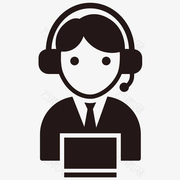 联系方式黑色扁平化客服图标