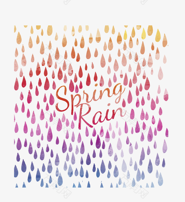 春季水彩雨滴无缝背景矢量图