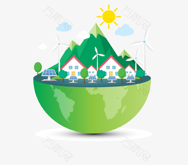 绿色创意环保地球插画