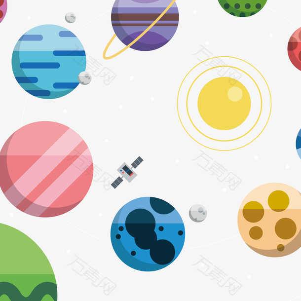 各种彩色炫彩星球漂浮矢量图