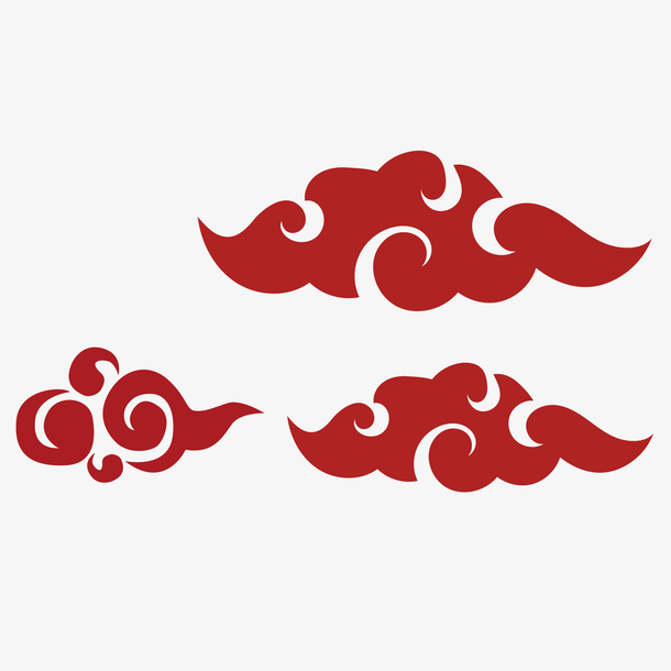 矢量红色扁平祥云