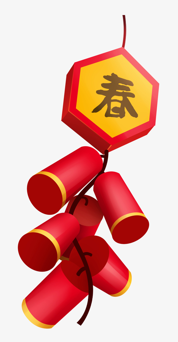 手绘精美红色鞭炮