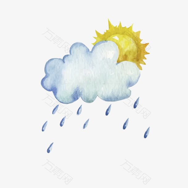 手绘太阳雨矢量素材