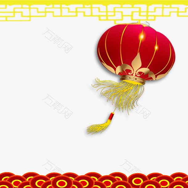 红色灯笼祥云节日元素