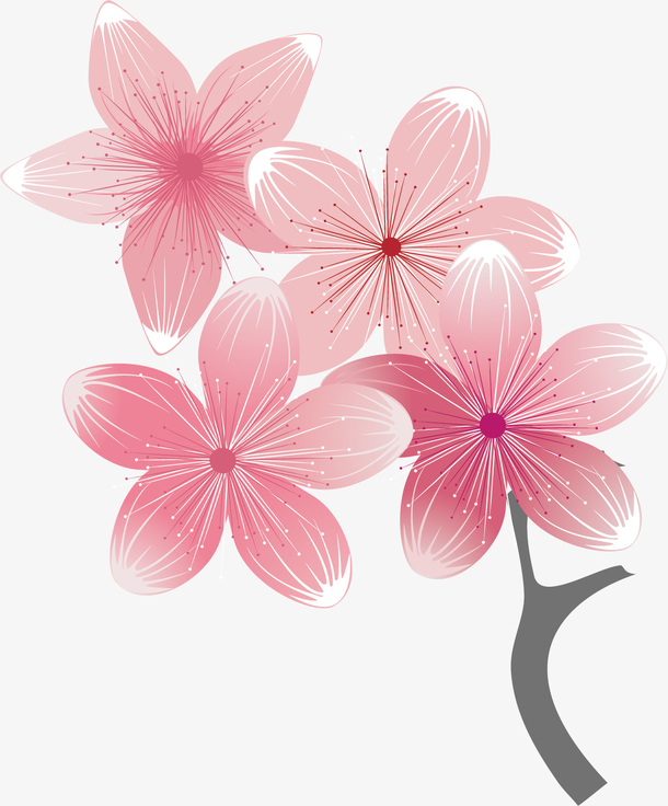 手绘桃花花朵图