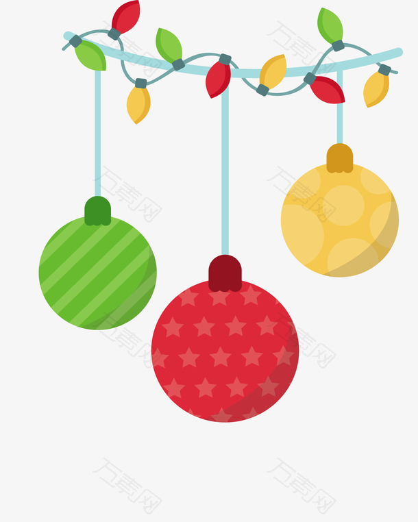 节日彩灯和圣诞球