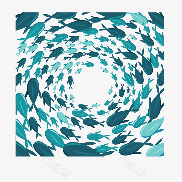 海洋绿色鱼群花纹