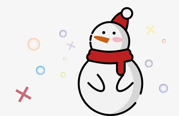手绘冬季雪人