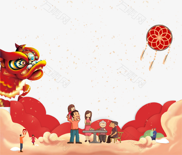 卡通春节祥云装饰底纹