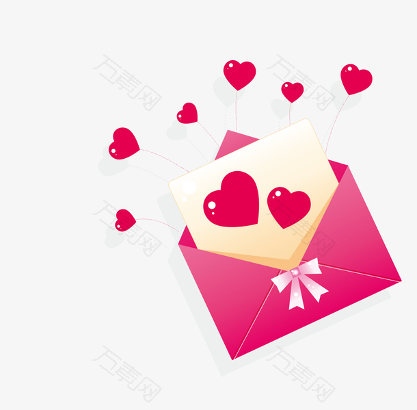 卡通粉色情人节贺卡