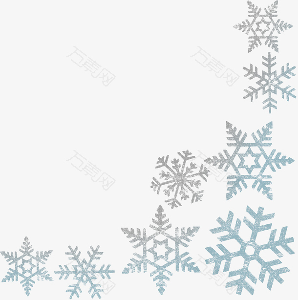 新年白色雪花圣诞蓝色渐变边框