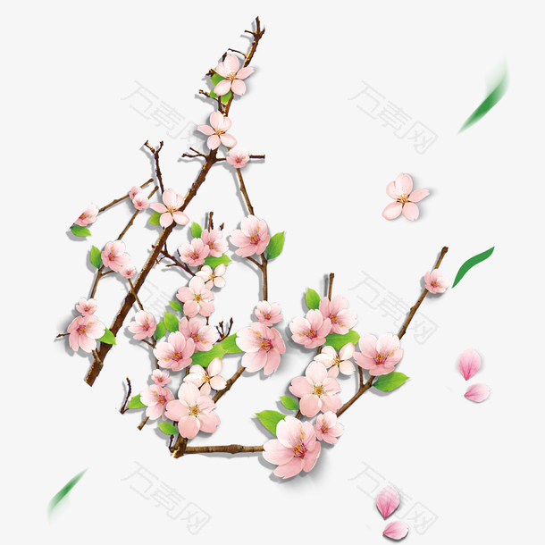清明节水墨风桃花