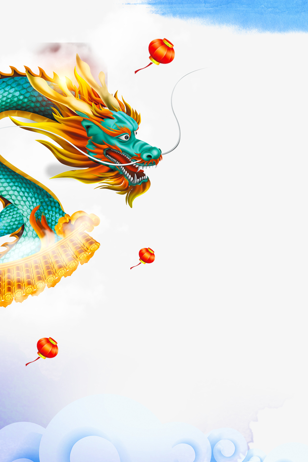 龙抬头传统背景分层图