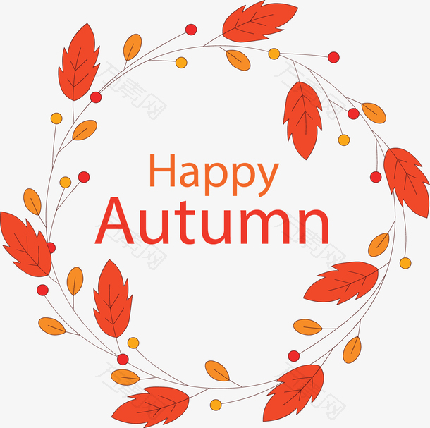 红色枫叶快乐秋天